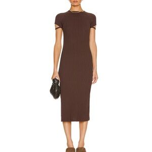 Helmut Lang small Chocolate Ribbed Long Sleeve Dress